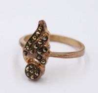 Auktion 372<br>14 K GG Ring, Art-D&eacute;co, Markasitenbesatz, 2,2gr., RG 53