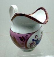 Auktion 372<br>Milchk&auml;nnchen mit handgemalter Gartenszene, 19.Jhd. H-13 cm
