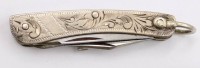 Auktion 372 / Los 11030 <br>kl. Taschenmesser, Sterlinggeh&auml;use, ca. L- eingeklappt 5,5cm