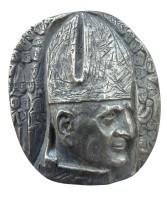Auktion 372<br>Bronze-Plakette ,Profilportr&auml;t von Papst Paul VI, um 1975, ca. 7,5x6 cm