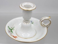 Auktion 372<br>Handleuchter, Meissen, Schwertermarke, Blumenbemalung, ca. H-11cm