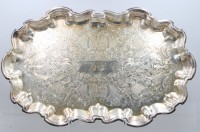 Auktion 372<br>gr. versilbertes Tablett, D&auml;nemark, ziseliert, 54 x 32cm