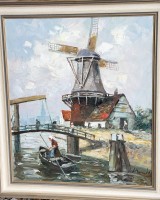 Auktion 372 / Los 4009 <br>Harry HAERENDEL (1896-1991)  "M&uuml;hle" &Ouml;l/Leinen, anbei Rechnung von 1993 (2250 DM), gerahmt, RG 86x73 cm