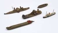 Auktion 372<br>5x Miniatur-Schiffe, Wiking, &auml;lter, unter Farbe diese teilweise berieben, Gr&ouml;&szlig;te L-6,3cm