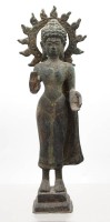 Auktion 372<br>Gupta-Buddha, wohl Indien, laut Einlieferer ca. 600 Jahre alt, Bronze, ca. H-26,5cm