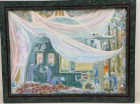 Auktion 372 / Los 4012 <br>G&uuml;nter Rietschel, Worpswede (1925-2006) ,ohne Titel, &Ouml;l/Platte, gerahmt, RG ca. 34x44 cm