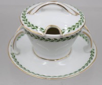 Auktion 372<br>Jugendstil-Senftopf, Rosenthal, gr&uuml;nes Rankendekor, ca. H-7,5cm