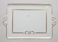 Auktion 372<br>kl. Tablett, Dresden Potschapel, Goldzier, ca. 27,5 x 18cm