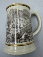 Auktion 372<br>gr. Bierkrug mit Walf&auml;nger-Szenen von Franklin Porcelain, H-16 cm, D-unten 12 cm