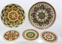 Auktion 372<br>5x div. grichische Emailleteller, byzantinisches Mosaikdesign, ca. D-19 u. 10cm