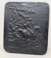 Auktion 372<br>Eiserne Wand Reliefplatte, Jagdreiter mit Hunden, 31x26 cm