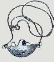 Auktion 372<br>Silber-925- Collierkette, mit blauen Stein, 4,33 gr.