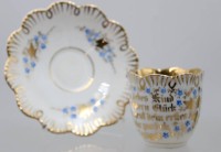 Auktion 372<br>Tasse um 1900, Zum 1. Geburtstag, ca. H-6,7cm