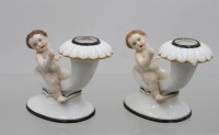 Auktion 372<br>Paar Leuchter, Rosenthal, &auml;lter, Entw. N. Nagy, ca. H- 9,8cm