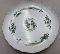 Auktion 372<br>gr. Schale "Meissen" gr&uuml;ner Drache, Schwerter durchschliffen, D-27,5 cm