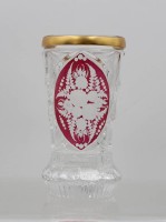 Auktion 372<br>Vase, floraler Schliff, rot &uuml;berfangen, Goldrand, ca. H-15cm