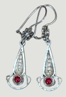 Auktion 372<br>Paar Silber Filigran &Ouml;hrh&auml;nger mit roten Stein, L-4 cm, 1,5 gr