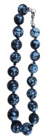 Auktion 372<br>Armband mit Obsidian Schneeflocken Perlen, Silberschliesse-925-, L-21 cm