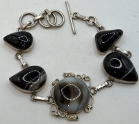 Auktion 372<br>Sterling Silber Armband mit Botswana Achate, HandarbeitL-ca. 20 cm, 24,63 gr.