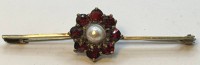 Auktion 372<br>alte Granat-Nadel mit Perle, Double, B-5 cm