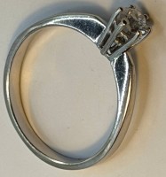 Auktion 372<br>Weissgold-585- Ring mit Diamant, ca. 0,20 ct, RG 58, 2,78 gr