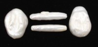 Auktion 372<br>4x div. Perlen, 2x Barock ca. 20 x 18 mmm und 2x l&auml;nglich ca. 22 x 5mm