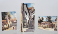 Auktion 372 / Los 4019 <br>3x kl. Aquarelle, 1x signiert, Peru, ungerahmt,  ca. BG 23,5 x 11cm u. 15,5 c 12cm