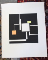 Auktion 374<br>Walter Dexel (1890-1973), Quadrate 1925, Farbserigrafie, Nr. 80/100, ungerahmt, Blatt mit 2 Knickstellen im Motiv,  BG 69 x 55cm