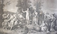 Auktion 372 / Los 5028 <br>Stich, Apollo und die Musen auf dem Parnass nach Raphael Morghen, ungerahmt, Blatt mit L&auml;suren, BG 75 x 44,5cm