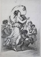 Auktion 372 / Los 5029 <br>antiker Stich, Jean-Baptiste Huet, 18. Jhd.,  ungerahmt, Blatt mit L&auml;suren, BG 52 x 37cm