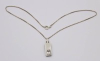 Auktion 372<br>835er Silber-Anh&auml;nger  an 835er Kette, klarer Stein, ca. L-39cm, Anh. L-3,2cm,  6,6gr.