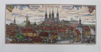 Auktion 372 / Los 5030 <br>Farbradierung der Stadt Bamberg, Hannes Rischert (1901-?), ungerahmt, BG 33,5 x 52,5cm