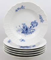 Auktion 372<br>6x Speiseteller, Royal Copenhagen, Blue Flower Curved, ca. D-25,5cm