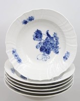Auktion 372<br>6x Suppenteller, Royal Copenhagen, Blue Flower Curved, D-22,5cm