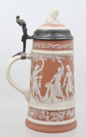 Auktion 376<br>Bierkrug , Sommer aus der  Serie &bdquo;Die vier Jahreszeiten&ldquo; von Villeroy &amp; Boch Mettlach, Nr. 3936/10000, ca. H-26cm