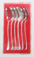 Auktion 372<br>6x Kaffeel&ouml;ffel, Robbe &amp; Berking, K&ouml;nigskordel, 800er Silber, orig. Display und verschwei&szlig;t, ca. 205gr., L-15cm