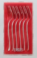 Auktion 372<br>6x Kuchengabeln, Robbe &amp; Berking, K&ouml;nigskordel, 800er Silber, orig. Display und verschwei&szlig;t, ca. 205gr., L-15cm