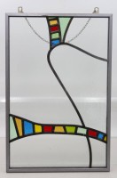 Auktion 372<br>Buntglasbild, schlichter Metallrahmen, ca. 53 x 36cm