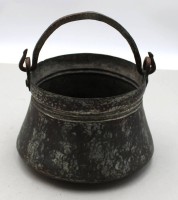 Auktion 372<br>antiker Kupfer-Henkeltopf, wohl orientalisch, Altersspuren, ca. H-15cm