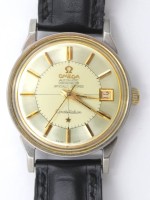 Auktion 372<br>Vintage-Armbanduhr, OMEGA Constellation Pie Pan Ziffernblatt, ETA-Automatic-Uhrwerk 2879 , Werk l&auml;uft, D-3,5cm