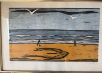 Auktion 372 / Los 5036 <br>Peter Rensch, (20)12 "Am Atlantic" Farbholzschnitt Nr. 30/30, ca. 30x50 cm, ger/Glas RG 40x60 cm