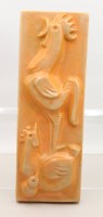 Auktion 372 / Los 9047 <br>Relief-Wandplatte, Hahn, monogrammiert "WR", ca. 51 x 18cm