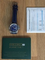 Auktion 372<br>Seiko Kinetic 5M43-0E70 | Funktioniert einwandfrei | Zifferblatt (blau) Armband (Leder) optischer Zustand sehr gut , mit Beschreibung