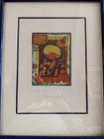 Auktion 372<br>Willibrord Haas (1936) Farbradierung mit Blindpr&auml;gung , Titel &bdquo;Kleine Embryos" Nr. 12/46, BG 28x19 cm, ger/Glas, 41x31 cm