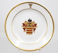 Auktion 372<br>Studentika-Wappenteller, jug. Corps Boroussia Bonn, Bernar, G., 1855, D-20cm