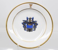 Auktion 372<br>Studentika-Wappenteller, jug. Corps Boroussia Bonn, Krause, Hugo v., 1855, D-20cm