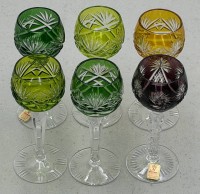 Auktion 372<br>6x Buntglas Lik&ouml;rschalen "Nachtmann" H-12 cm