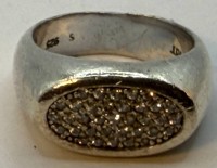 Auktion 372<br>massiver Silberring-925- mit klaren Steinen, RG 56, 12,6 gr