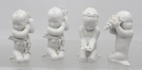 Auktion 373<br>4x sogen. Meerkinder, Bing &amp; Gr&ouml;ndahl, Wei&szlig;porzellan, 3 Figuren bestossen, ca. H-11cm