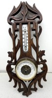 Auktion 373<br>Jugendstil-Wandwetterstation, Holz beschnitzt, H-45 cm